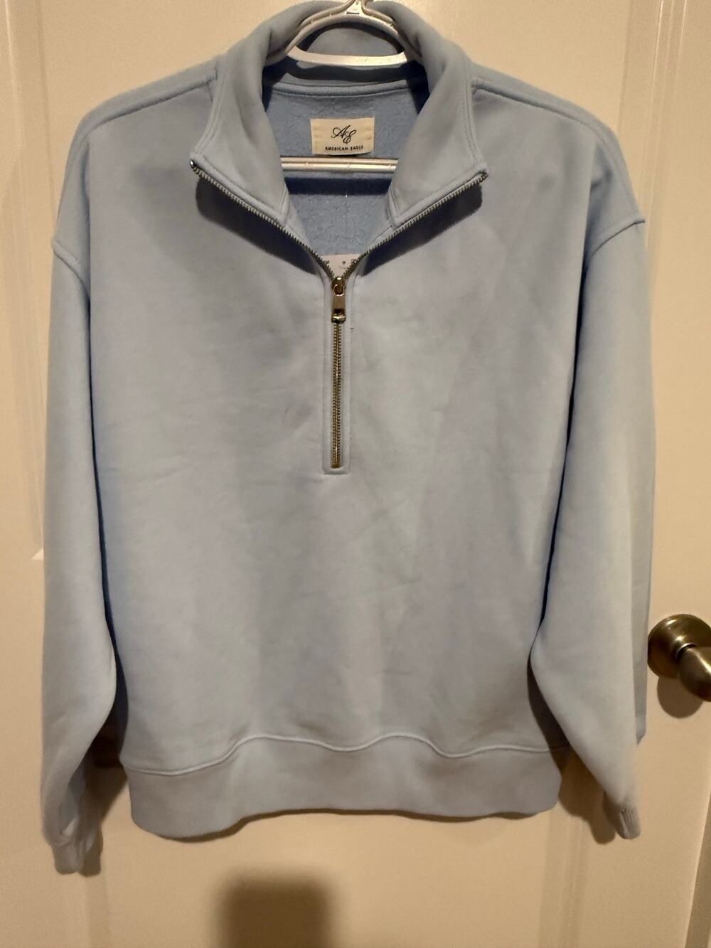 American Eagle Women’s XS Blue Quarter Zip Fleece Sweatshirt Pullover NWT